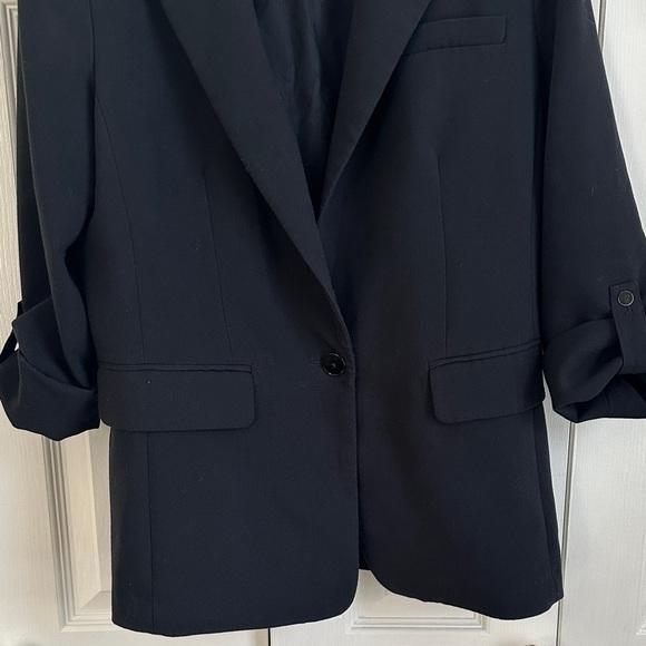Anthropologie Meave Roll Sleeve Black Blazer Size 10 - Picture 8 of 12
